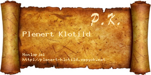 Plenert Klotild névjegykártya
